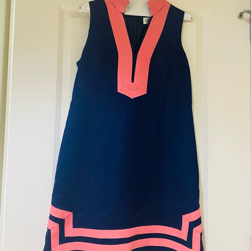Eliza J Navy and Peach Sleeveless Dress